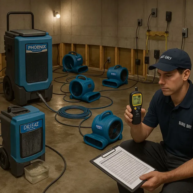 Structural Drying and Dehumidification process in Harbor Beach, MI